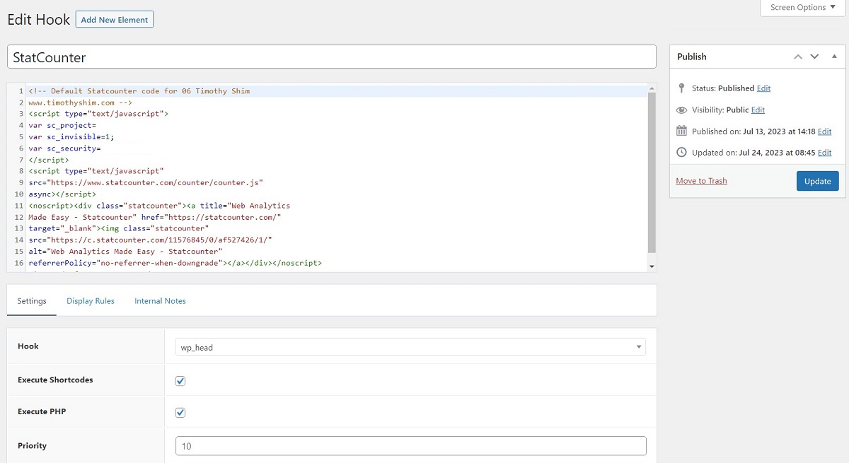 GeneratePress hooks lets you reduce reliance on plugins for simple things.
